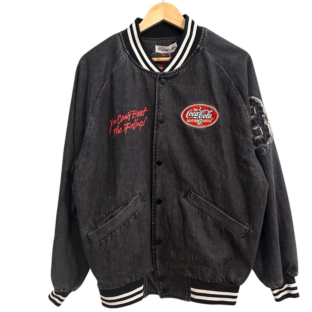 Nwt Coca Cola Charcoal Bomber Racing Jacket, The Laundry Room, Oversized Xs — image 3 of 8
